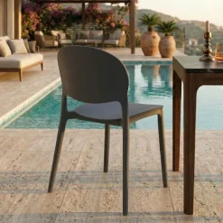 Sedia da giardino impilabile esterno in polipropilene grigio Pixel