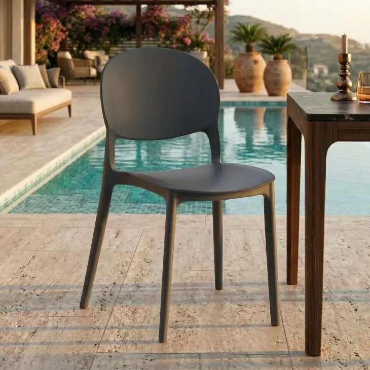 Sedia da giardino impilabile esterno in polipropilene grigio Pixel