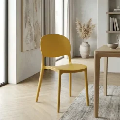 Sedia da pranzo impilabile in polipropilene giallo senape Pixel