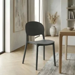 Sedia da pranzo impilabile in polipropilene grigio Pixel