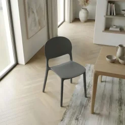 Sedia da pranzo impilabile in polipropilene grigio Pixel