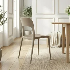 Sedia da pranzo impilabile moderna polipropilene tortora Halyard