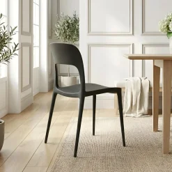 Sedia da pranzo impilabile moderna polipropilene nera Halyard