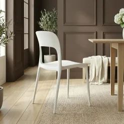 Sedia da pranzo impilabile moderna polipropilene bianca Halyard