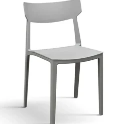 Sedia da pranzo impilabile moderna in polipropilene grigio Hans