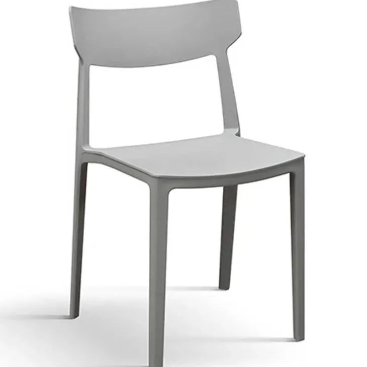 Sedia da pranzo impilabile moderna in polipropilene grigio Hans