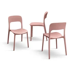 Sedia da pranzo impilabile moderna polipropilene rosa Halyard-C