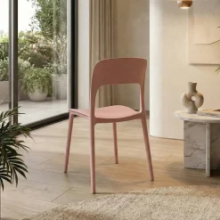 Sedia da pranzo impilabile moderna polipropilene rosa Halyard-C