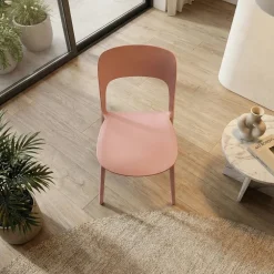 Sedia da pranzo impilabile moderna polipropilene rosa Halyard-C