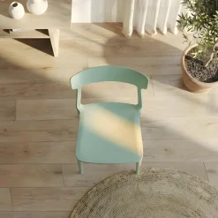 Sedia da pranzo impilabile moderna in polipropilene verde acqua Hans