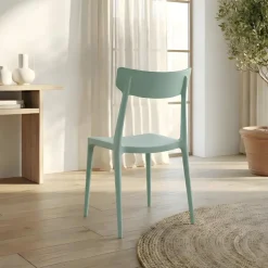 Sedia da pranzo impilabile moderna in polipropilene verde acqua Hans