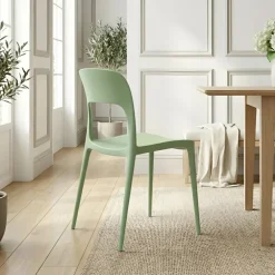 Sedia da pranzo impilabile moderna polipropilene verde salvia Halyard