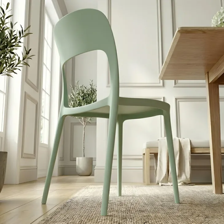 Sedia da pranzo impilabile moderna polipropilene verde salvia Halyard