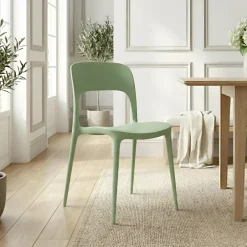 Sedia da pranzo impilabile moderna polipropilene verde salvia Halyard
