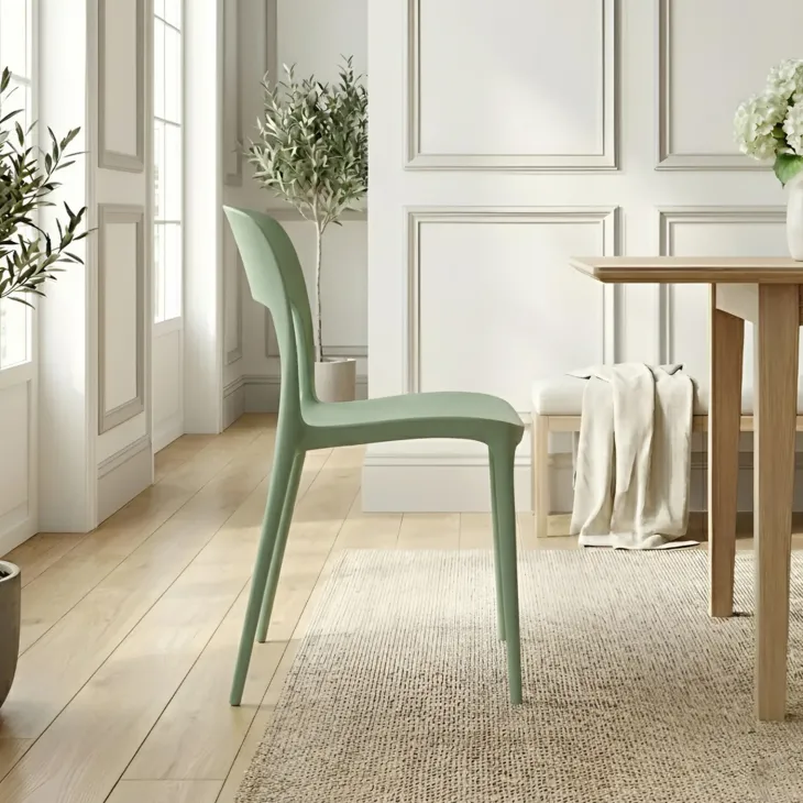 Sedia da pranzo impilabile moderna polipropilene verde salvia Halyard