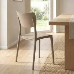 Sedia da pranzo impilabile polipropilene beige tortora Tania