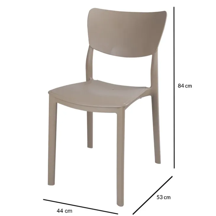 Sedia da pranzo impilabile polipropilene beige tortora Tania