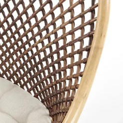 Sedia da pranzo moderna in rattan marrone Polla