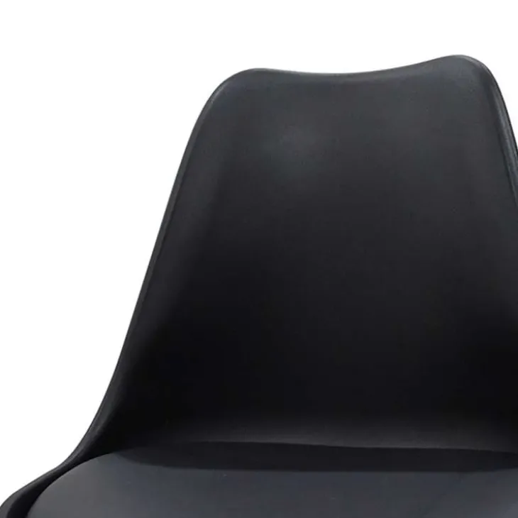 Sedia da pranzo scandinava polipropilene nero cuscino similpelle gambe legno Riccia