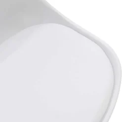 Sedia da pranzo scandinava polipropilene bianco cuscino similpelle gambe legno Riccia