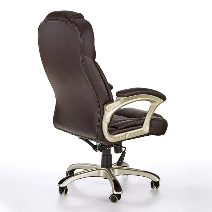Sedia da ufficio classica in ecopelle marrone ottone Eclipse