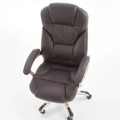 Sedia da ufficio classica in ecopelle marrone ottone Eclipse