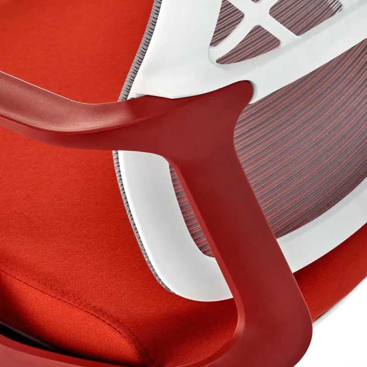 Sedia da ufficio con braccioli e ruote regolabile rosso terracotta Obsidian