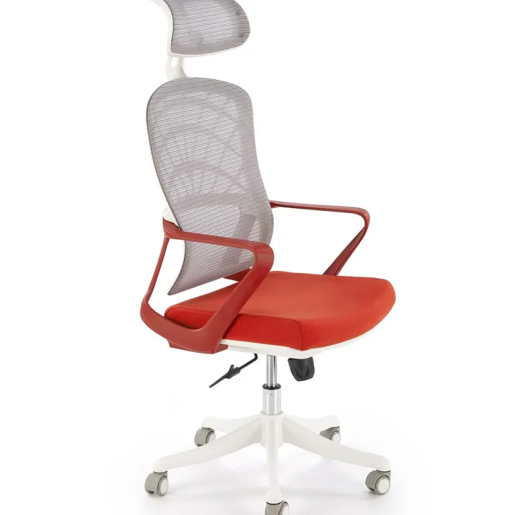 Sedia da ufficio con braccioli e ruote regolabile rosso terracotta Obsidian