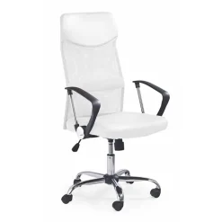 Sedia da ufficio con braccioli girevole in tessuto bianco Mack