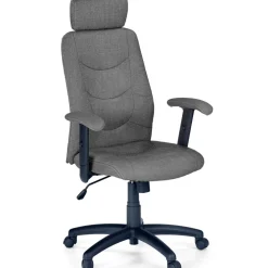 Sedia da ufficio con braccioli e poggiatesta regolabili in tessuto grigio Neon