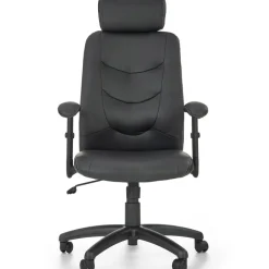 Sedia da ufficio con braccioli e poggiatesta regolabili in ecopelle nero Neon