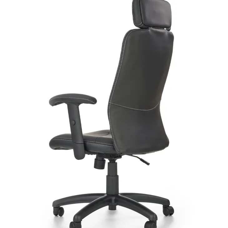 Sedia da ufficio con braccioli e poggiatesta regolabili in ecopelle nero Neon