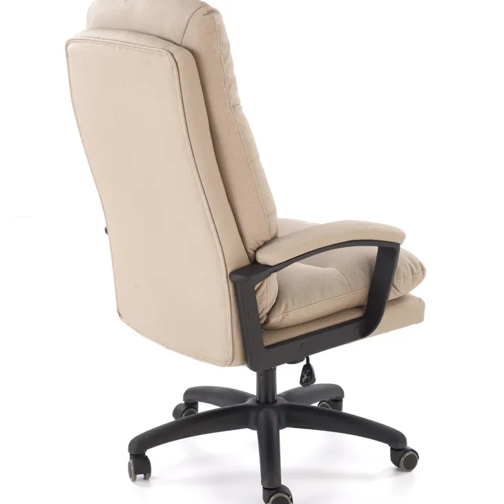 Sedia da ufficio con braccioli e ruote regolabile imbottita in ecopelle beige Marilu