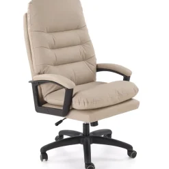 Sedia da ufficio con braccioli e ruote regolabile imbottita in ecopelle beige Marilu