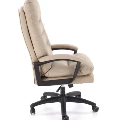 Sedia da ufficio con braccioli e ruote regolabile imbottita in ecopelle beige Marilu