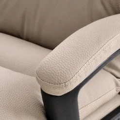 Sedia da ufficio con braccioli e ruote regolabile imbottita in ecopelle beige Marilu