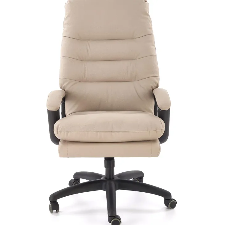 Sedia da ufficio con braccioli e ruote regolabile imbottita in ecopelle beige Marilu