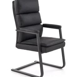 Sedia da ufficio con braccioli moderna in ecopelle nero Andrada