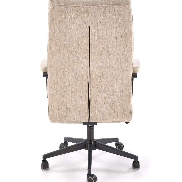 Sedia da ufficio con ruote e braccioli in tessuto beige Yara