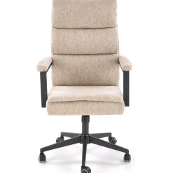 Sedia da ufficio con ruote e braccioli in tessuto beige Yara