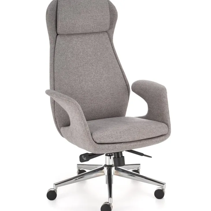 Sedia da ufficio con ruote e braccioli in tessuto grigio Titti