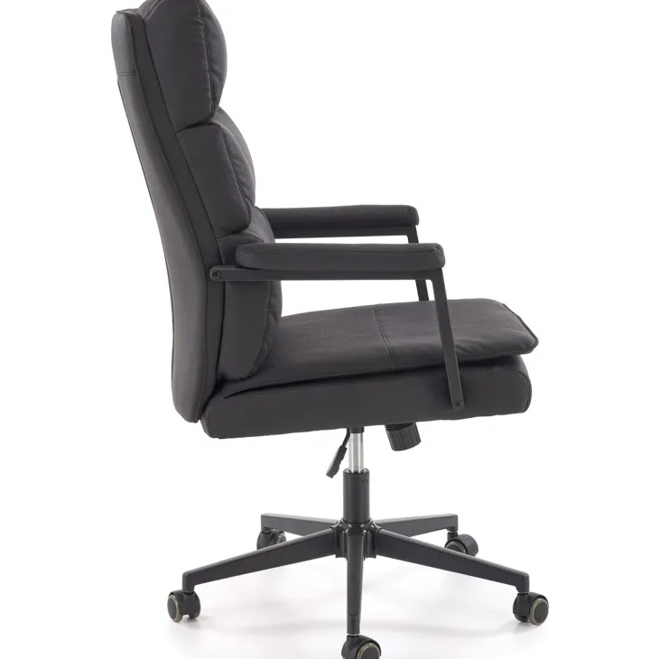 Sedia da ufficio con ruote e braccioli imbottita ecopelle nero Yara