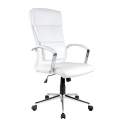 Sedia da ufficio design con ruote in ecopelle bianco Cascada