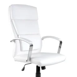 Sedia da ufficio design con ruote in ecopelle bianco Cascada