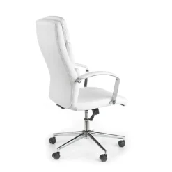 Sedia da ufficio design con ruote in ecopelle bianco Cascada