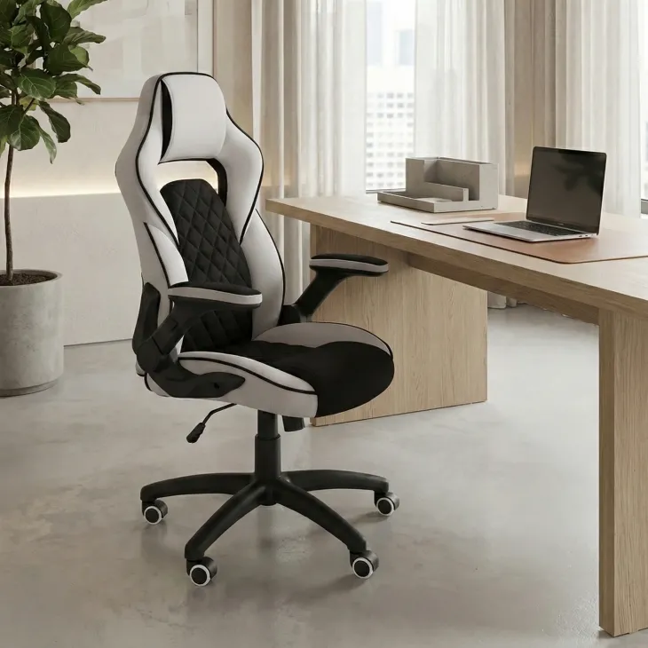 Sedia da ufficio gaming con braccioli regolabili nero grigio Dodge Gihome®