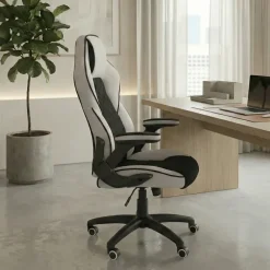 Sedia da ufficio gaming con braccioli regolabili nero grigio Dodge Gihome®