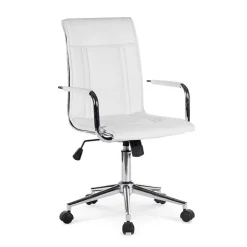 Sedia da ufficio girevole in ecopelle bianco Uncino