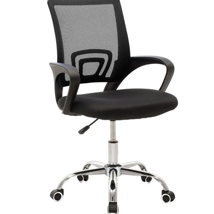 Sedia da ufficio girevole in tessuto con ruote e struttura nera Mesh