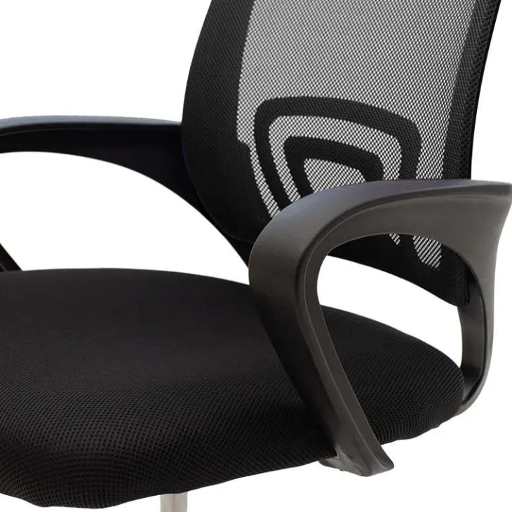 Sedia da ufficio girevole in tessuto con ruote e struttura nera Mesh